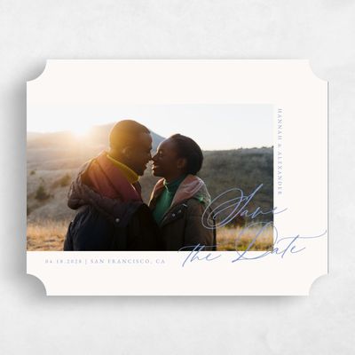 Blue Ticket Wedding Save the Date - Kiruna Photo