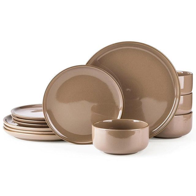 GBHOME Ceramic Dinnerware Sets for 4, 12 Pieces Stoneware Plates and Bowls Sets, Reactive Glaze Dishes -Scratch Resistant, Dishwasher&Microwave Safe,