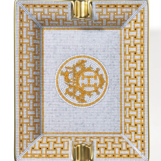 Hermès Mosaique AU 24 Gold Rectangular Ashtray