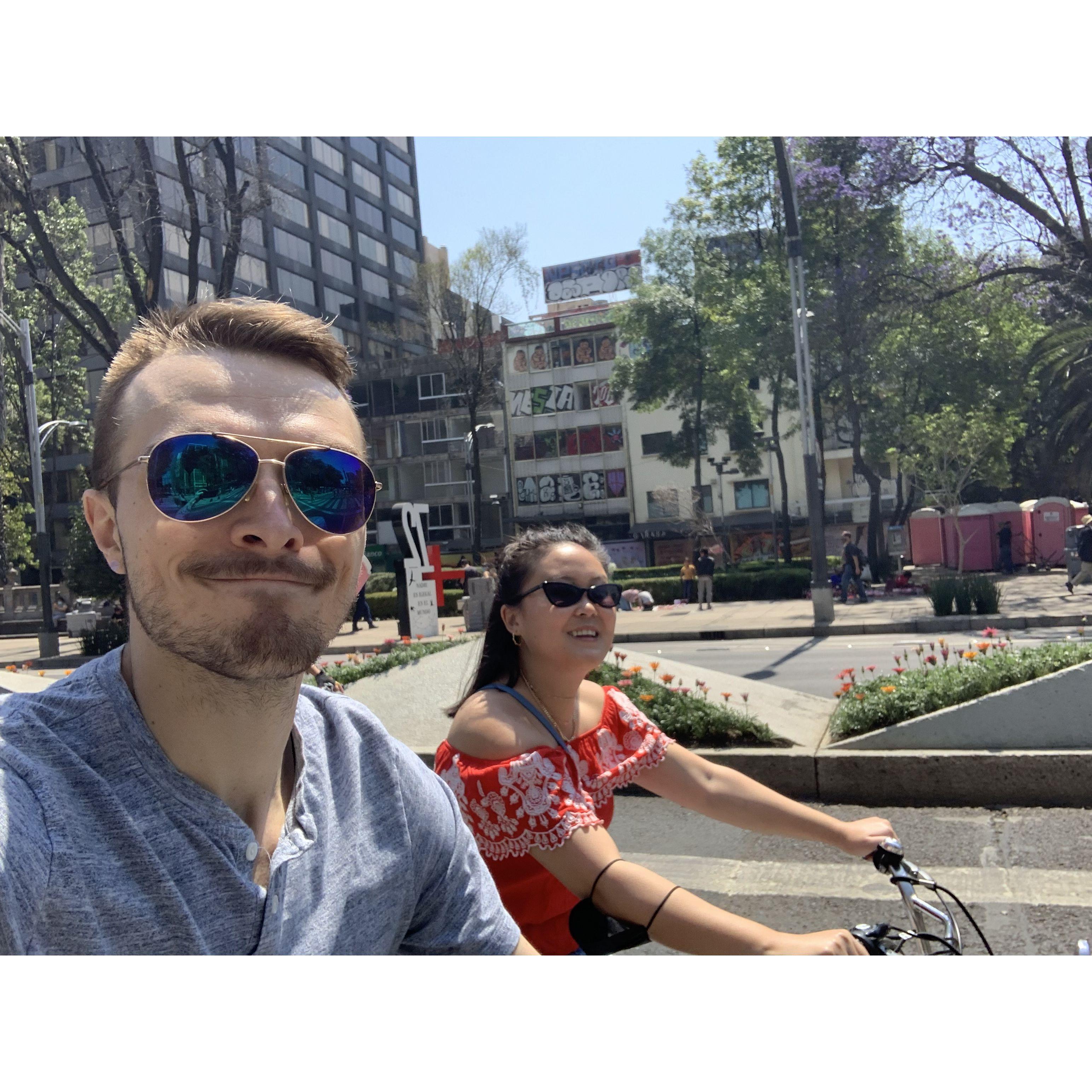 The dingledom has had many adventures! This is us biking through Mexico City. Probably right before Jayden grabbed Shelby's handle brake and they both flew off their bikes into the street lol.