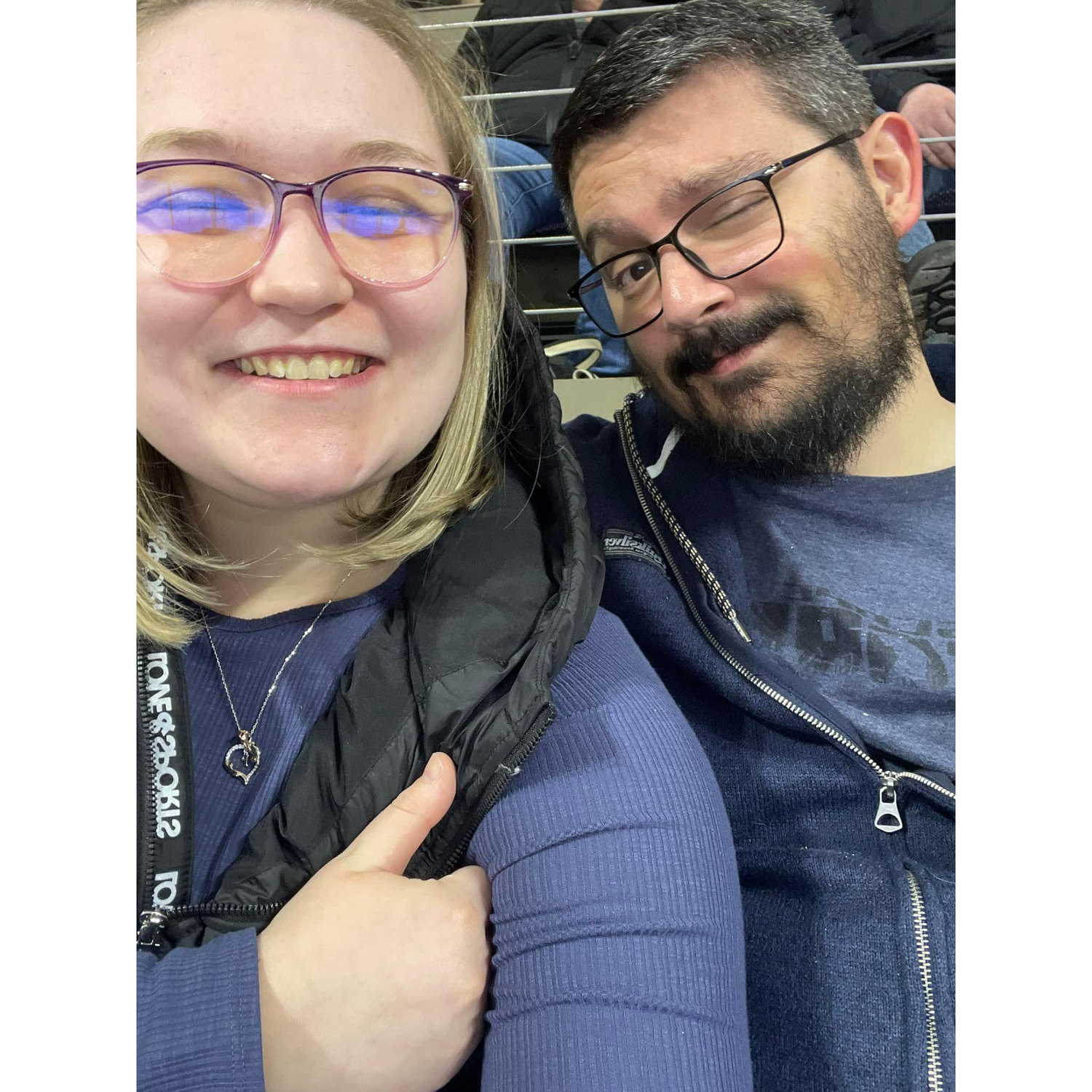 One of our first hockey games together, Go Mariners!