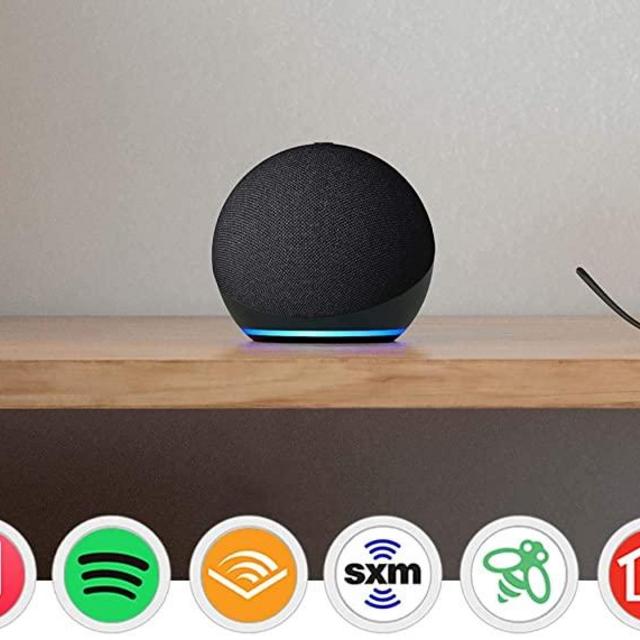 Echo Dot (4th Gen) | Smart speaker with Alexa | Charcoal with TP-Link Color Bulb