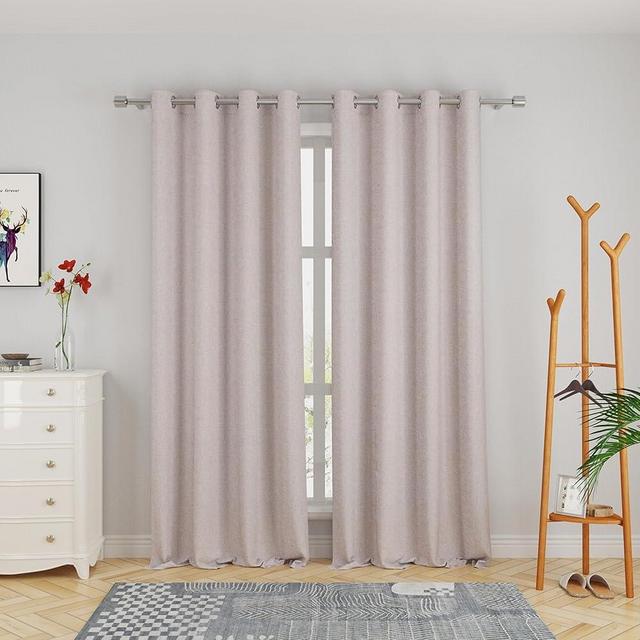 UPOPO Beige Curtains Linen Textured 92 inches Long Privacy Semi Sheer Living Room Divider Bedroom Kitchen Basement Sliding Glass Door Window Treatment Patio Curtain 2 Panels Drapes Grommet Top