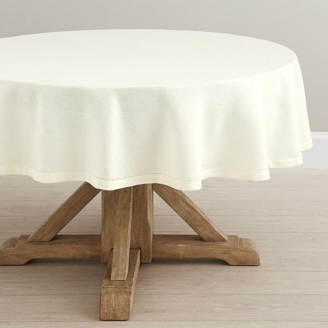 Belgian Linen Round Tablecloth, 90" - Classic Ivory