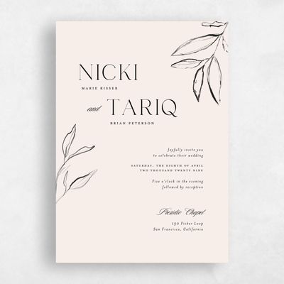 Linen, Beige Wedding Invitation - Finch Portrait