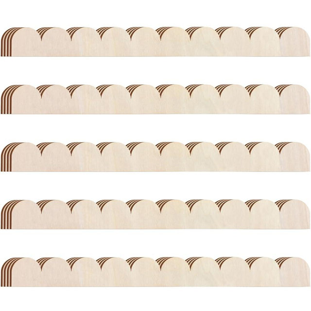 Threehoney 24 Pack Unfinished Scalloped Decorative Wood Trim Scalloped Edge Decorative Wood Molding Cute DIY Moulding Trim for Home Wall Cabinet Shelf and Window Door (15.75 x 1.57 Inch)