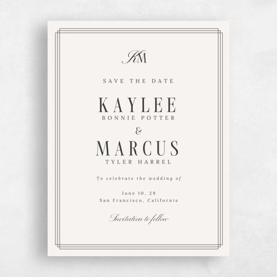 Light Oatmeal, Beige Wedding Save the Date - Mahogany Classic