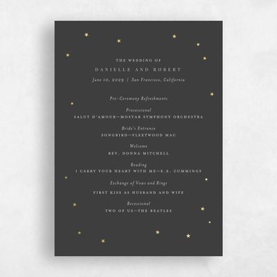 Dark Charcoal, Grey Wedding Program - Emery Foil