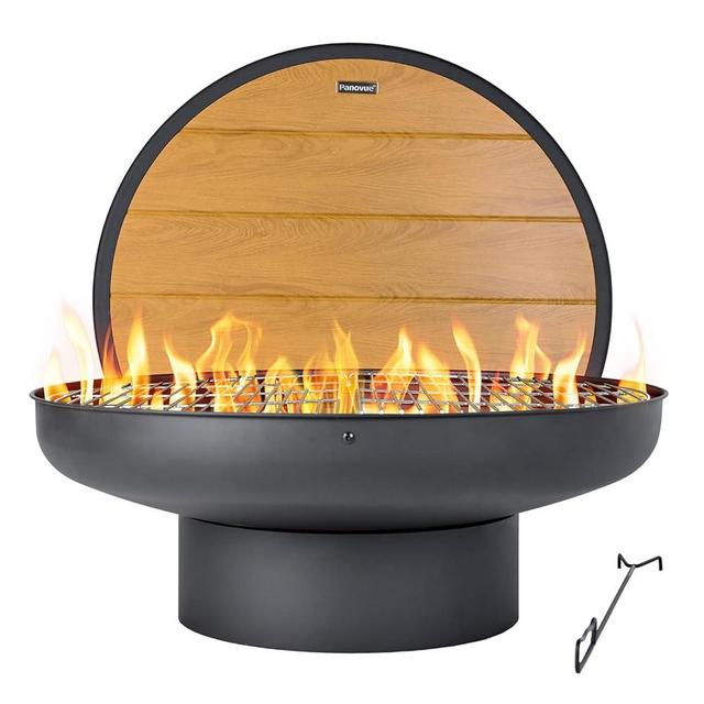 32in Fire Pit Table with Lid,Heavy Duty and Deep Fire Bowl,Outdoor Wood Burning BBQ Grill Firepit Bowl with Cover Lid, Fire Pit for Outside Table for Backyard Bonfire Patio Picnic