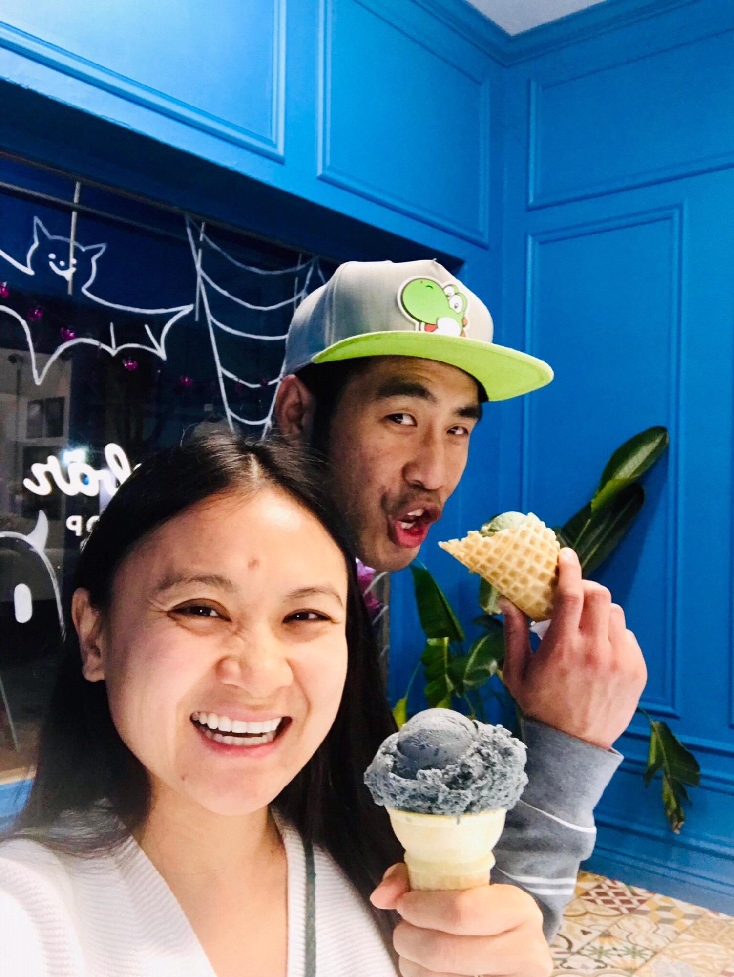 Laundry day sometimes means ice cream and a walk on the beach!