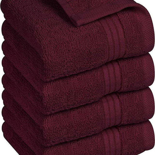 Utopia Towels - Washcloth Set - Luxurious 600 GSM 100% Ring Spun Cotton - Quick Dry, Highly Absorbent, Soft Feel Towels, Perfect for Daily Use (Pack of 4) (12 x 12, Burgundy)