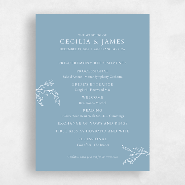 Prins | Dusty Blue | Zola Wedding Programs