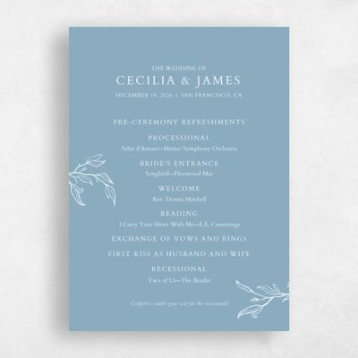 Blue Simple Wedding Program - Everhart