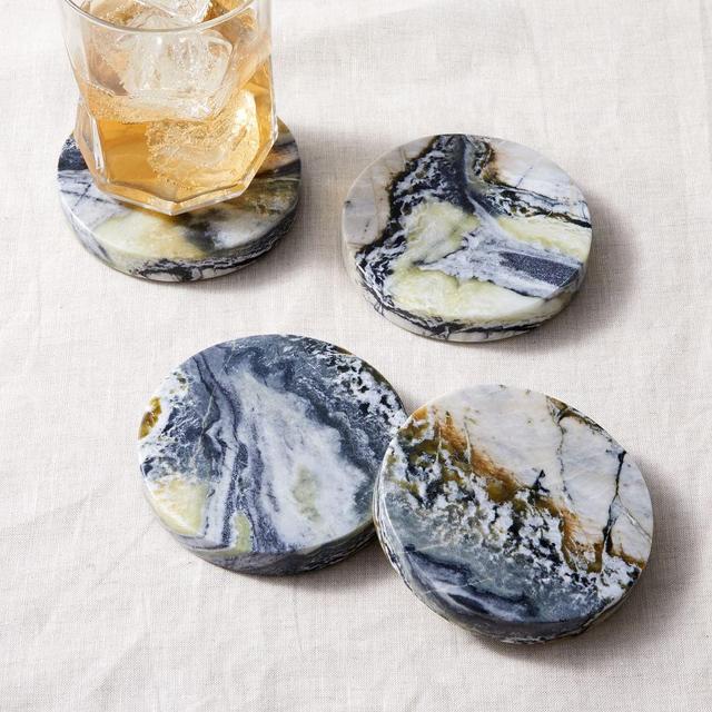 Marble Coasters, Black Multi, Set of 4
