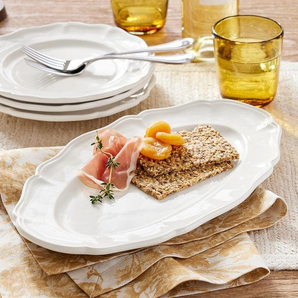 Heirloom Stoneware Oval Serving Platter - Large - White