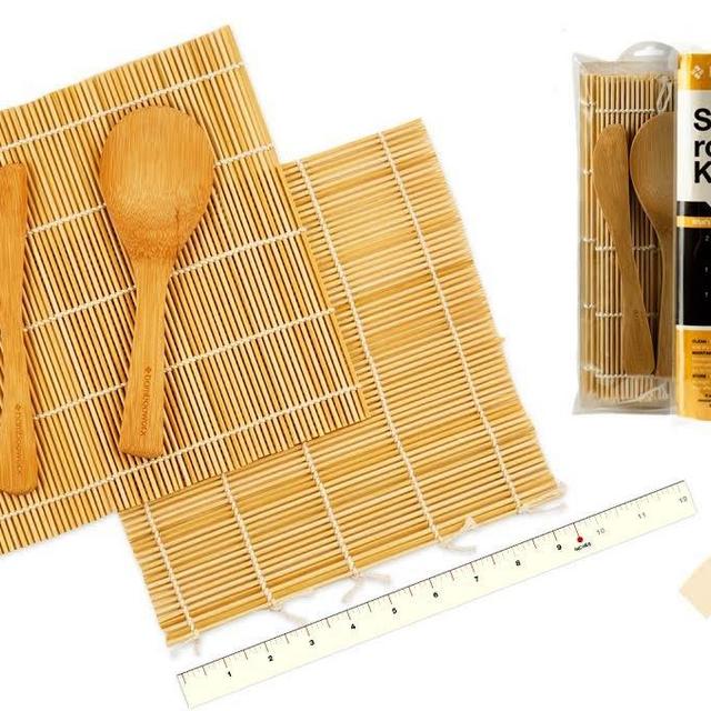 BambooWorx Sushi Making Kit – Includes 2 Sushi Rolling Mats, Rice Paddle, Rice Spreader | 100% Bamboo Sushi Mats and Utensils.