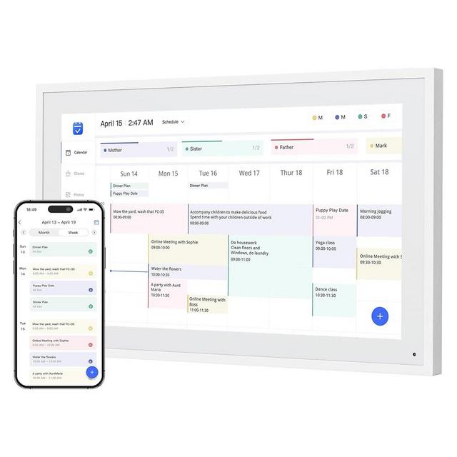 Dragon Touch 15.6" Digital Calendar Chore Chart – 1080P Full HD Interactive Touchscreen, Smart Family Planner, Hearth Display Digital Calendar Wall & Desk Mountable for Seamless Scheduling