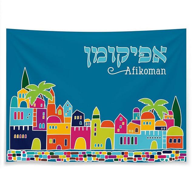 The Dreidel Company Passover Matzah and Afikoman Bag Set for Passover with Passover Cover and Afikoman Bag in Hebrew and English, Blue Satin