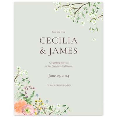 Lightest Green Wedding Digital Save the Date - Rosalind Portrait