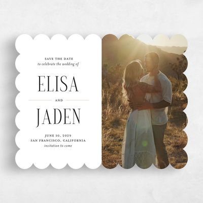 White Scalloped Wedding Save the Date - Cole Photo