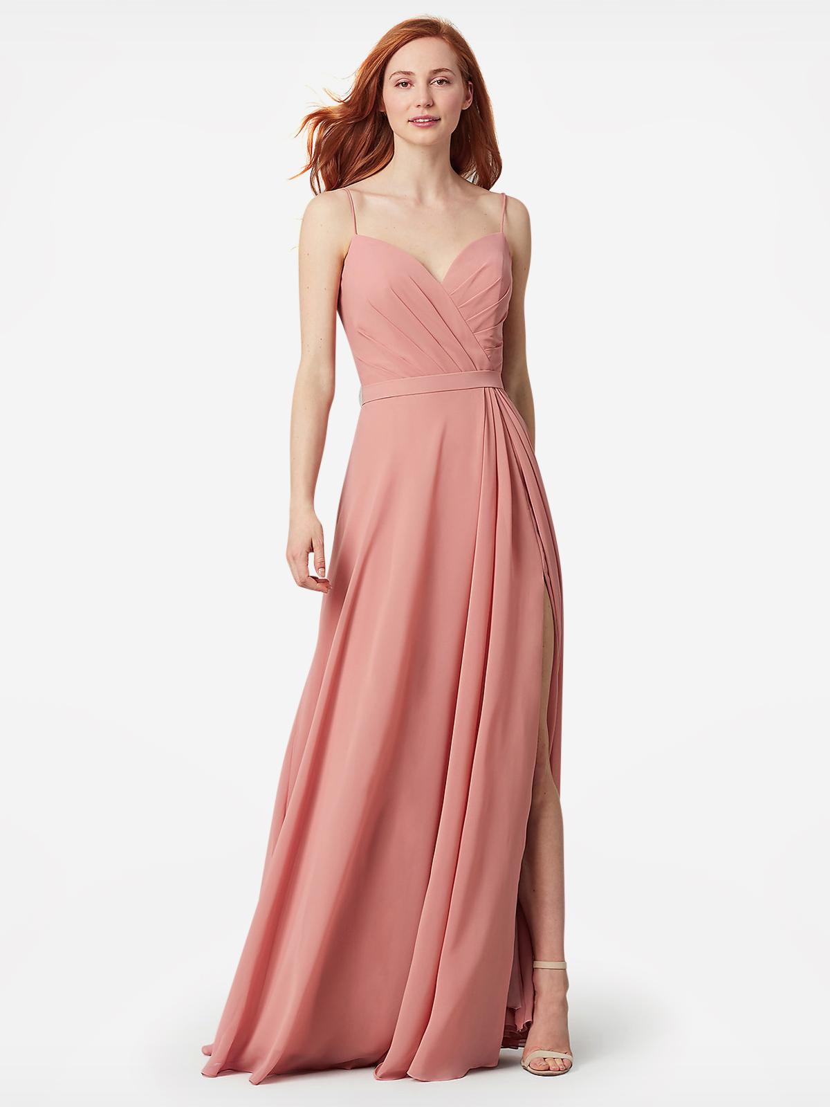 sweetheart chiffon kleinfeld long bridesmaid dress