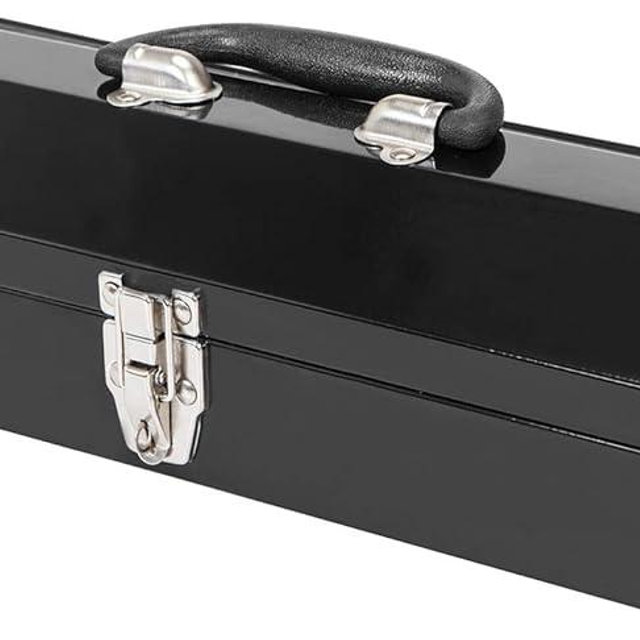 Torin ATB102B 16" Hip Roof Style Portable Steel Tool Box with Metal Latch Closure, Black