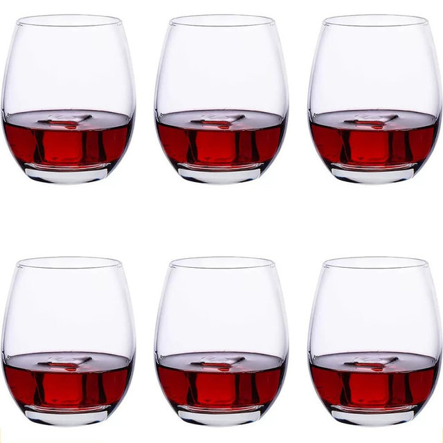 DRHAHA 6 Pack Stemless Wine Glasses, Premium Clear Smooth Wine Glass Perffect for White Red Wine, Daily Use, Gifts Idea for Brithday Wedding (Clear, 19oz-6Pack)