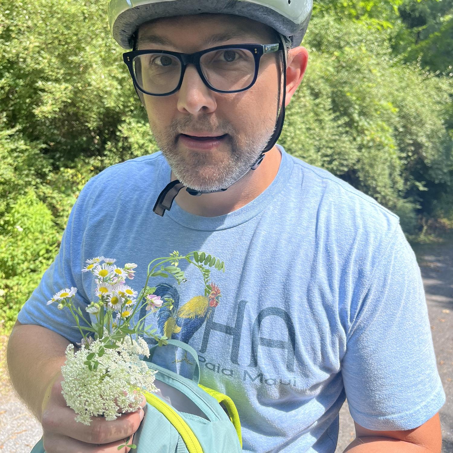 He took a tumble, picking her favorite wild flowers for her. That's when she knew he meant it.