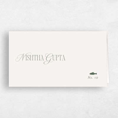 Grayed Hunter, Green Wedding Place Card - Orable Fish
