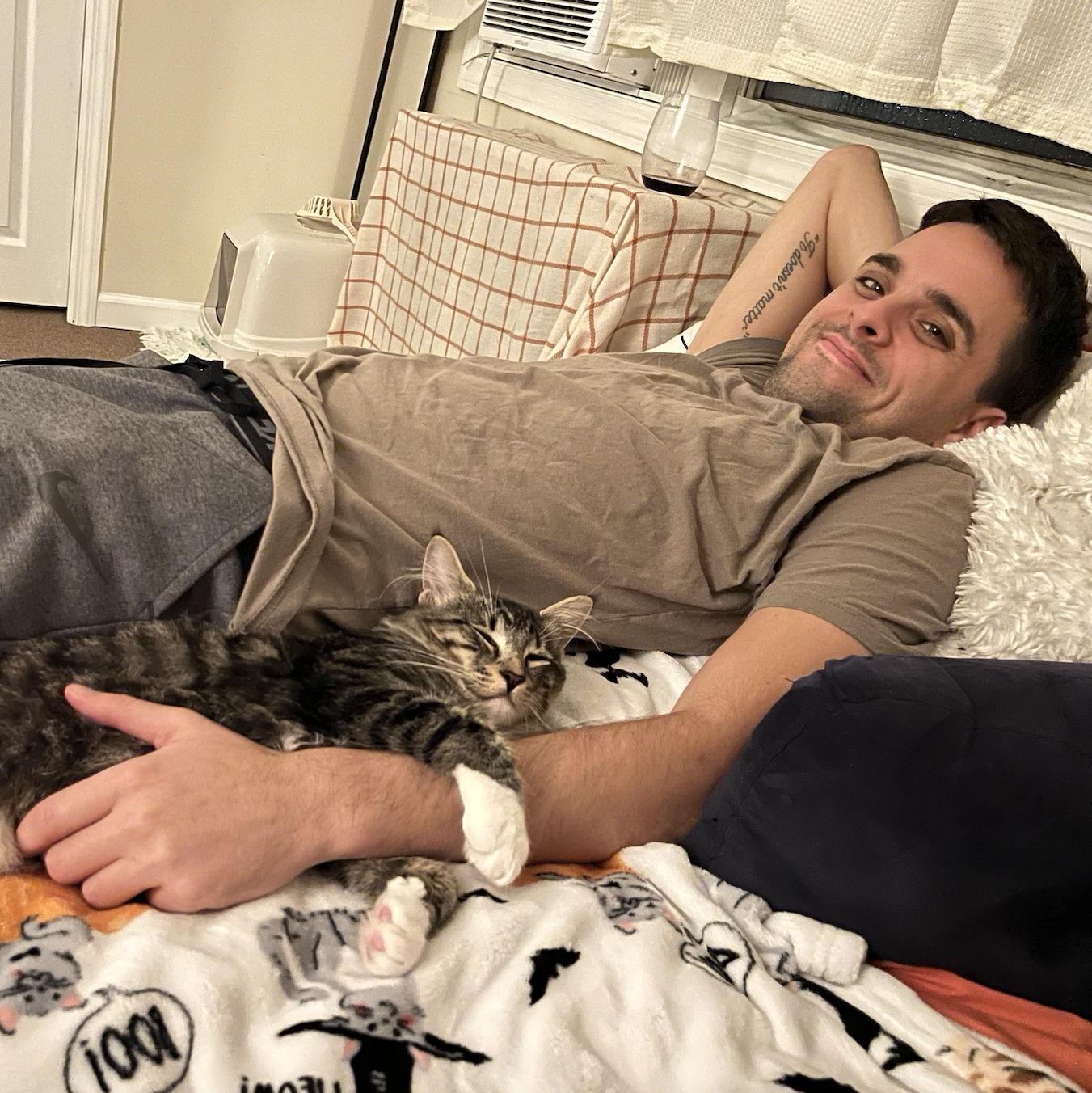 6th Anniversary (Veronica was sick so we made dinner at home & snuggled with Boots) - October 2023