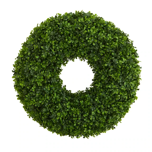 Nearly Natural 28-in Boxwood Artificial Wreath
