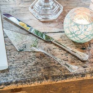 Vintage Inspired Silver Cake Serving Set