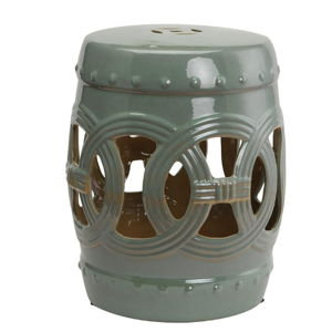 Outsunny 14" x 17" Ceramic Garden Stool with Double-Coin Knotted Ring Design & Strong Glazed Material, Decorative Outdoor Stool, Home Collection, Green