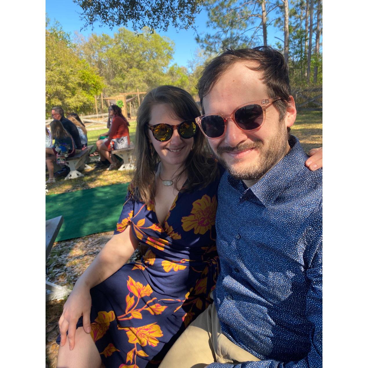 At Jackie and Troy's wedding in Florida, in February 2020 right before the world shut down.