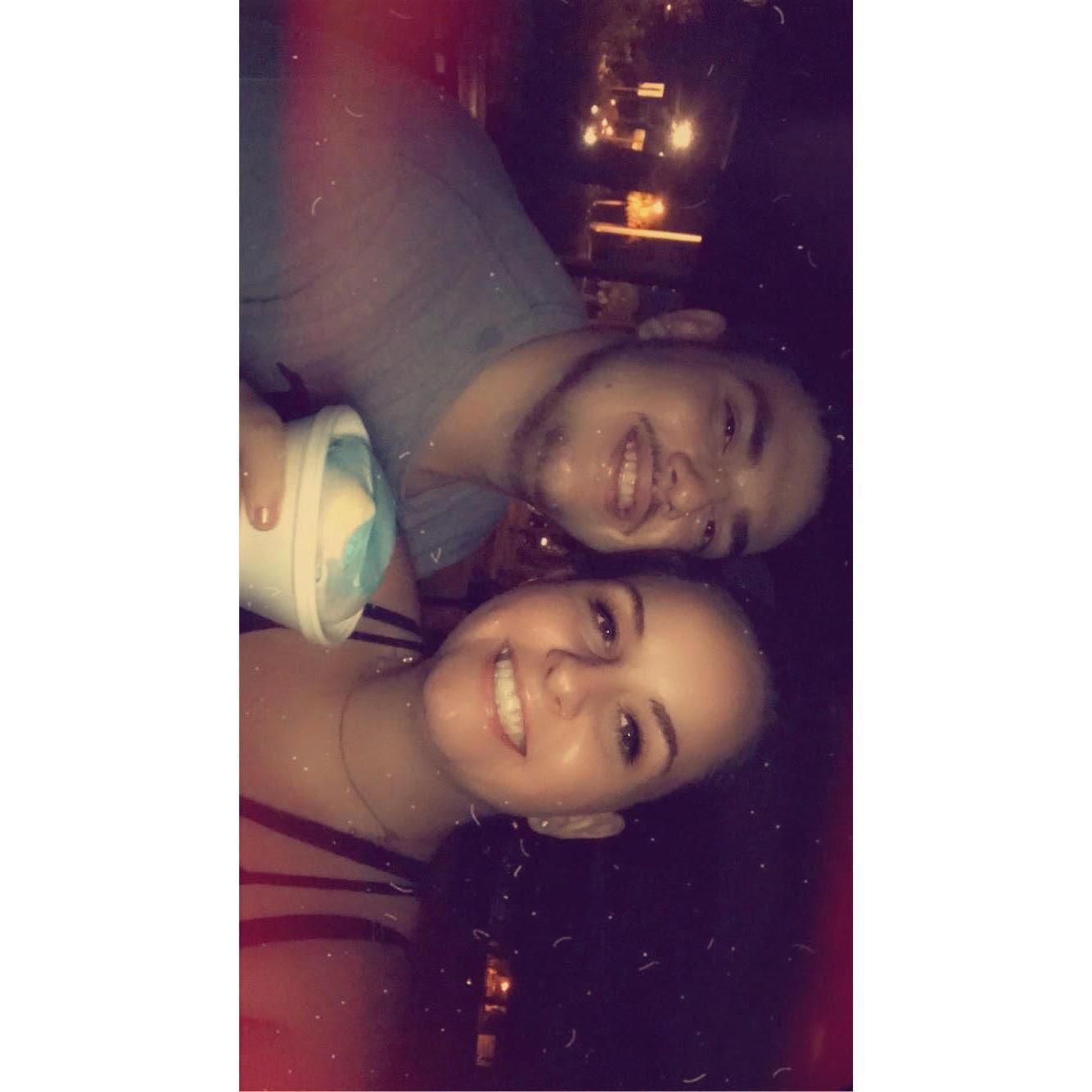 One of our first dates, ice cream on the beach.