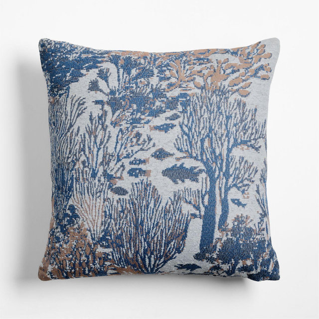 Coral Jacquard 20"x20" Pale Blue Outdoor Throw Pillow