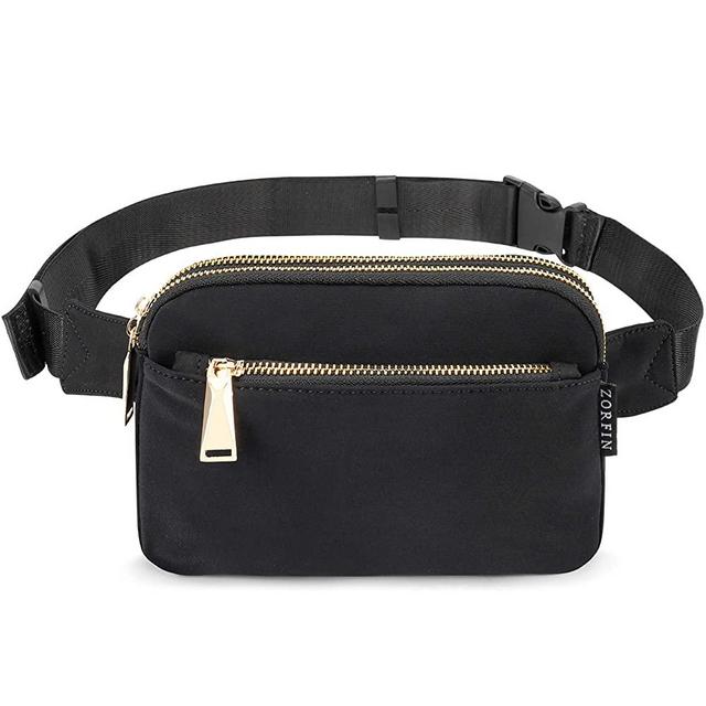 ZORFIN Fanny Packs for Women Men, Fashion Waist Pack Belt Bag with Adjustable Strap for Outdoors Workout Traveling Casual Running Hiking Cycling (black)