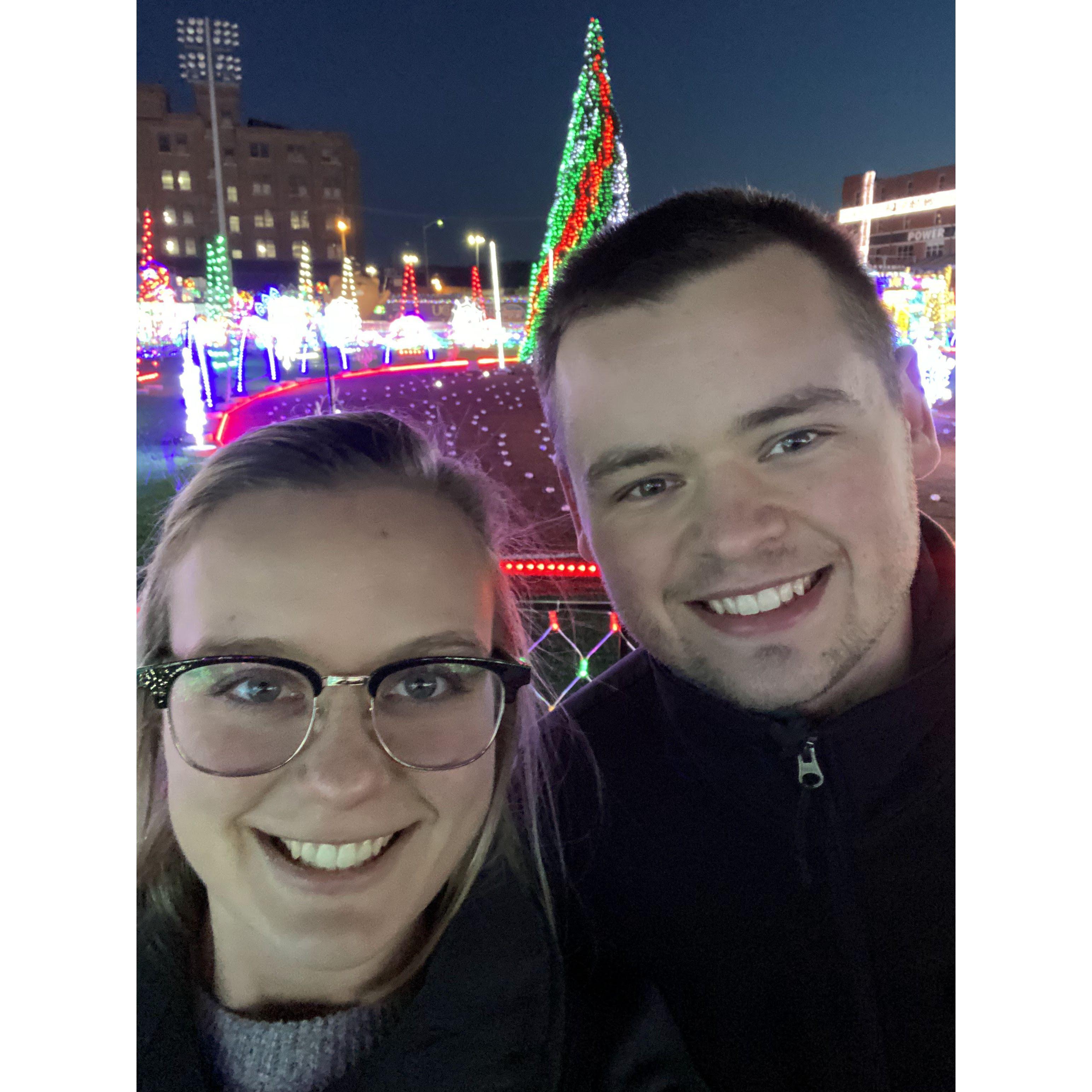 Celebrated Christmas in West Virginia by walking through the lights at the Dirty Birds stadium in Charleston.