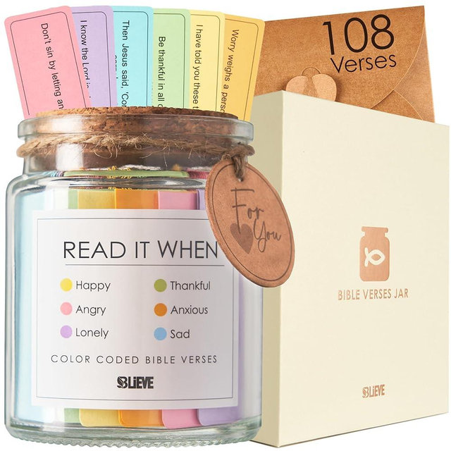 BLIEVE- Bible Verse Jar, Read Me When Bible Verses Jar For Daily Encouragement, Inspirational Prayer & Reflection, Christian Gifts For Women and Men, Religious Graduation Gifts For Her, Gift For Mom