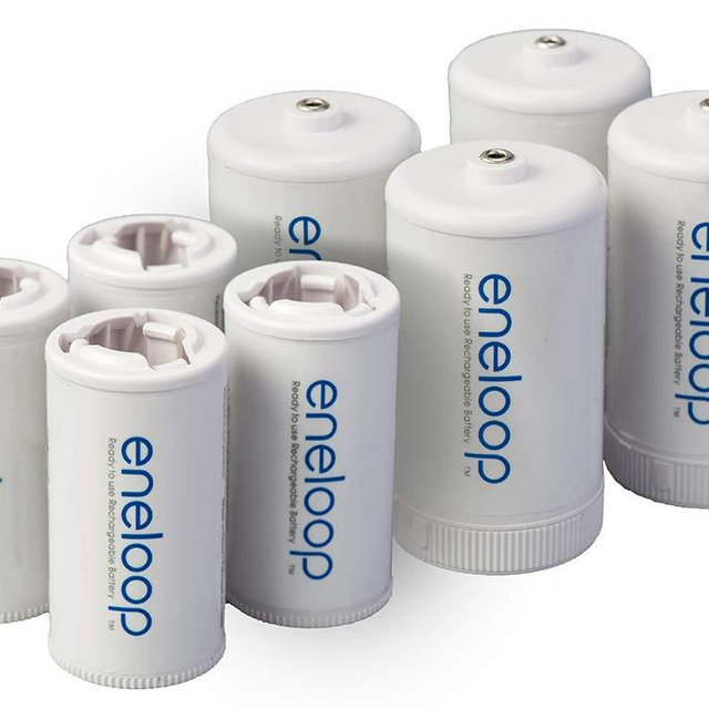 Eneloop Panasonic K-KJBS1/2E8A C Size Battery Adapters for Use with Ni-MH Rechargeable AA Battery Cells, 8 Pack
