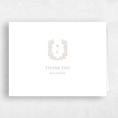 White Monogram Wedding Thank You - Mirra Landscape