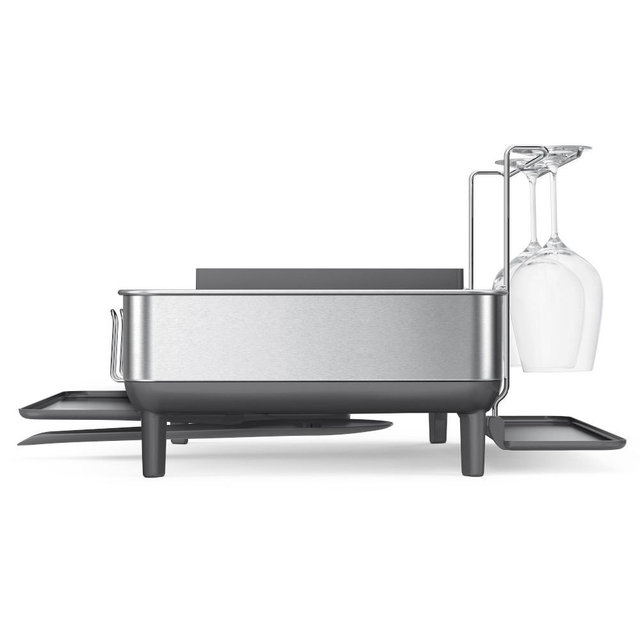 Simplehuman Kitchen Dish Rack, Fingerprint-Proof Stainless Steel Frame, Grey Plastic, 2021 Model