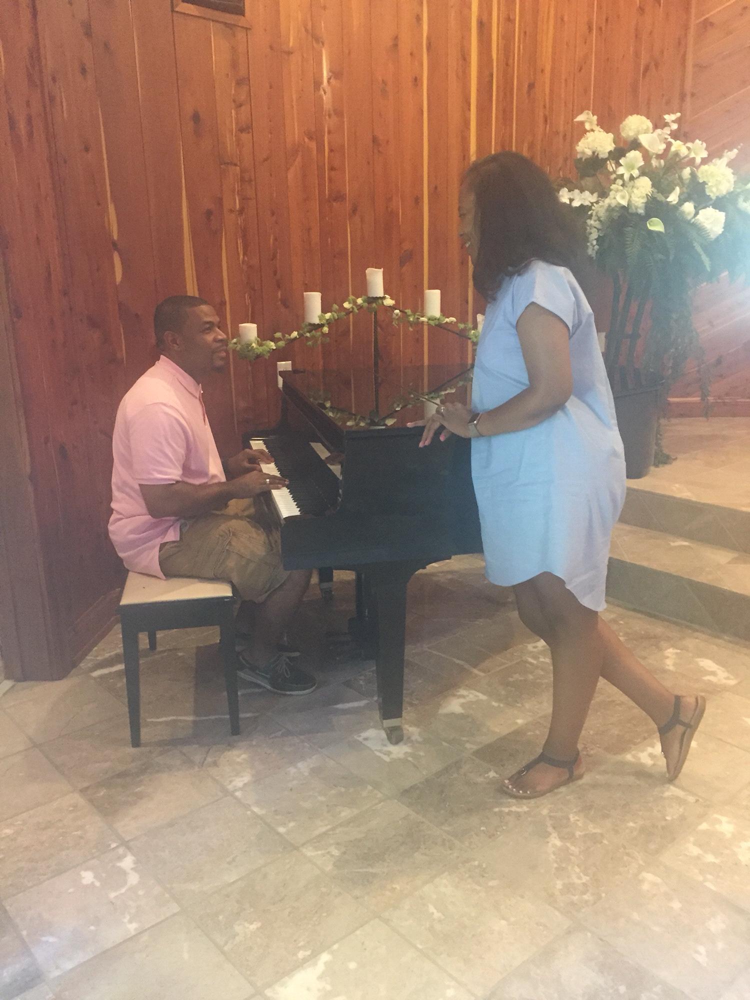Visiting the wedding venue.