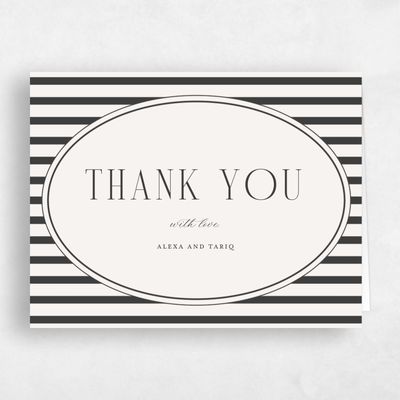 Dark Charcoal, Beige Wedding Thank You - Azelie Landscape