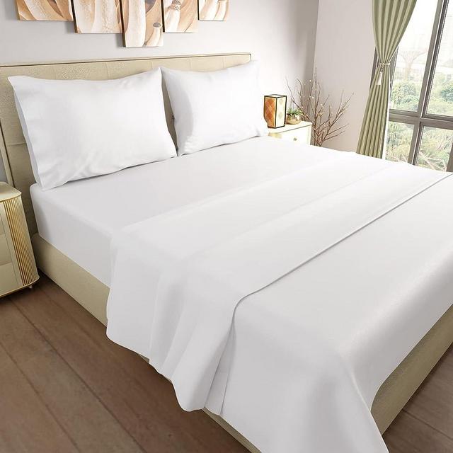 Purity Home King White, 100% Cotton Sheet Set, 400 Thread Count, Wrinkle-Resistant, Soft Sateen Hotel Quality Bed Sheets with Elasticized Deep Pocket, 4 Piece Cotton Bedding Set - White, King
