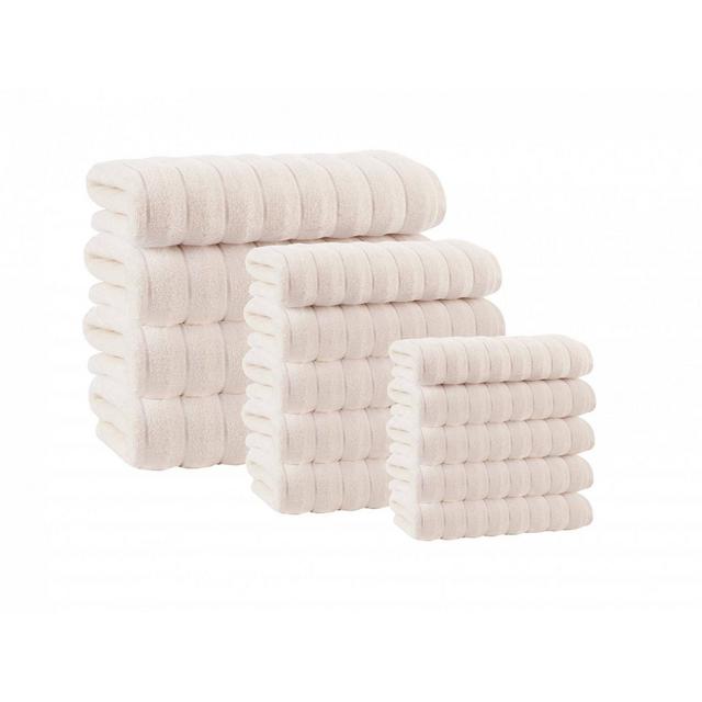 16pc Vague Turkish Cotton Bath Towel Set Cream - Enchante Home