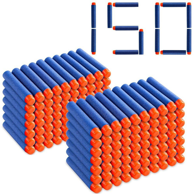 Pokiiulk Refill Darts 150 Pcs Bullets Ammo - Compatible with Nerf Guns N-Strike Elite Series - Refill Darts Premium Foam Bullets Pack for Boys Party Favors(Blue)
