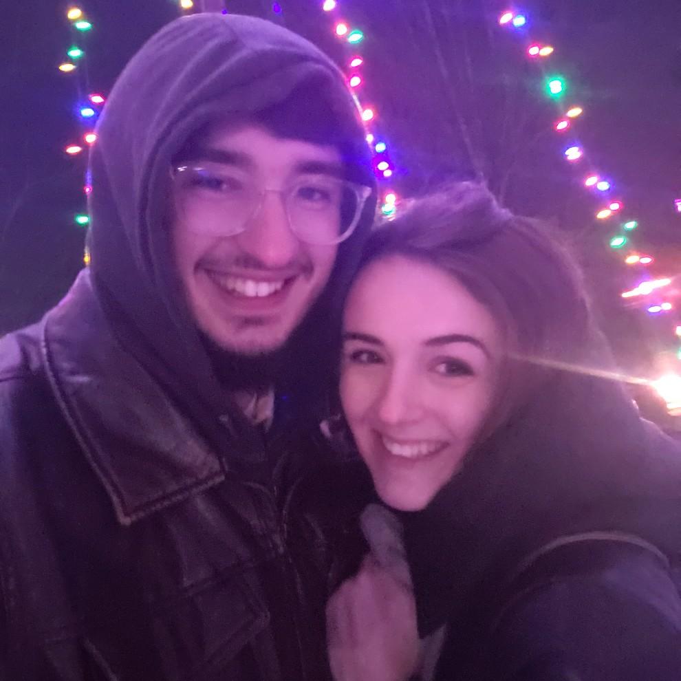 Seeing some Christmas lights on our anniversary.