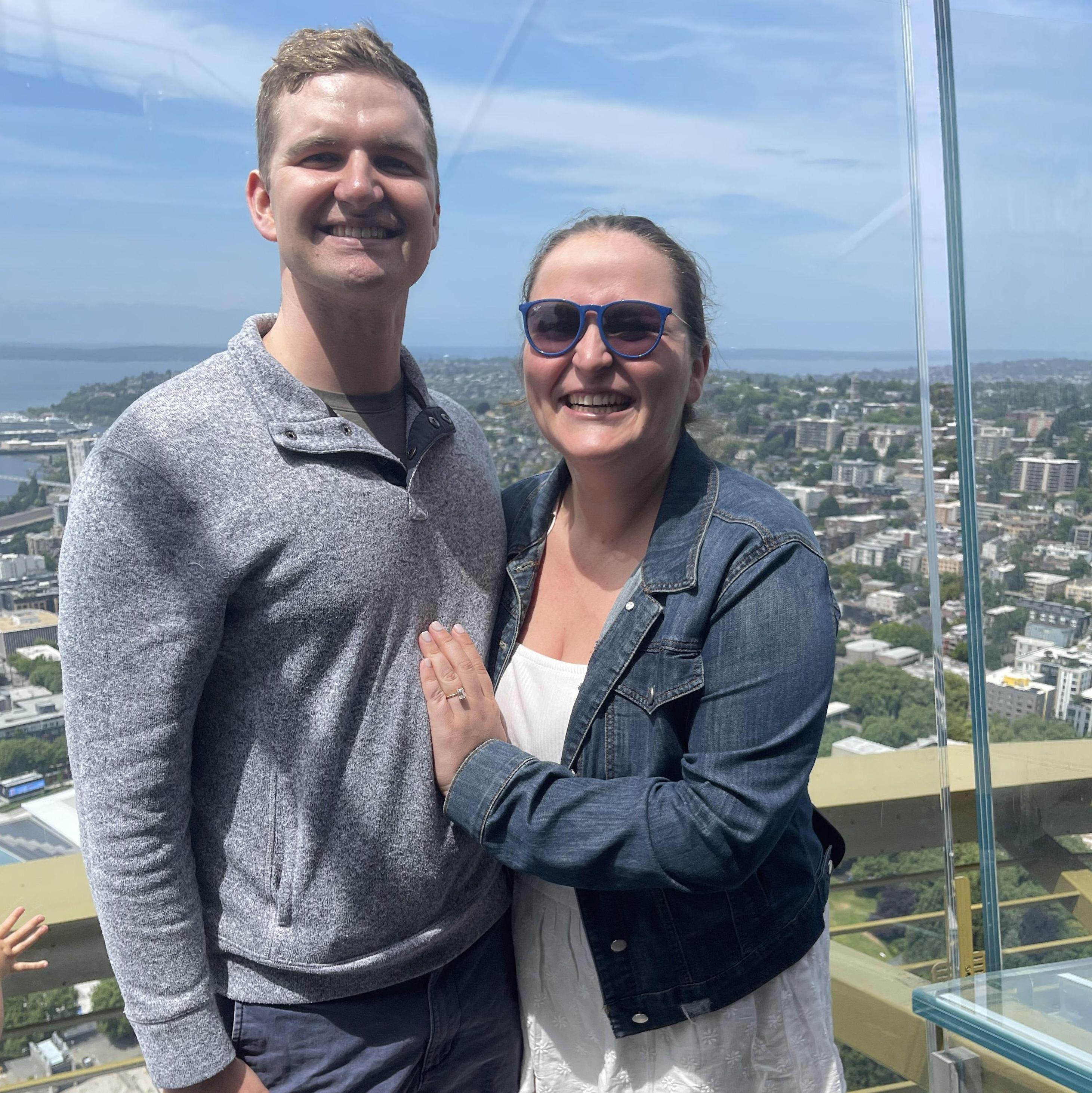 Checking out the views of Seattle from the top of the space needle