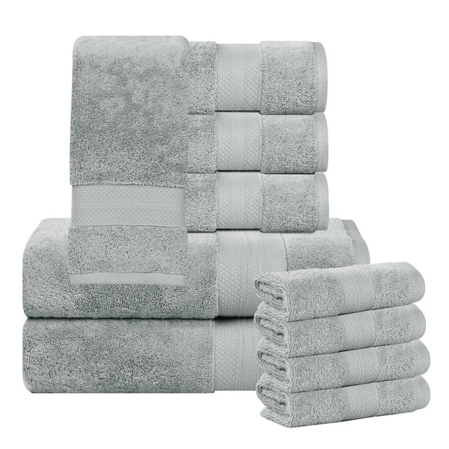 Luxury Cotton Heavyweight Solid Plush 10-Piece Towel Set, Olive Green - Blue Nile Mills